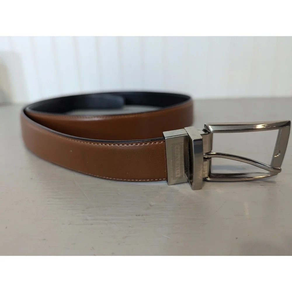 Perry Ellis Reversible Belt Men's Size 40 Black Brown Faux Leather Formal Casual